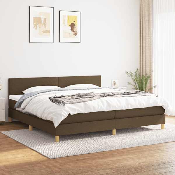 Kontinentaalvoodi koos 2 madratsiga, tumepruun, 200 × 200 cm, kangas — mudel 3140484