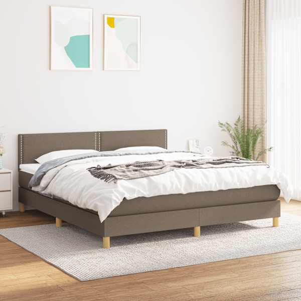 Kontinentaalvoodi koos madratsiga, pruunikashall, 180 × 200 cm, kangas — mudel 3140557