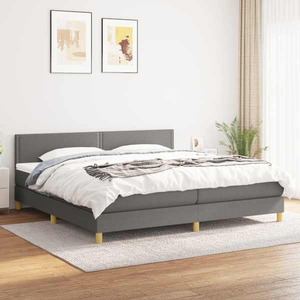 Kontinentaalvoodi koos 2 madratsiga, tumehall, 200 × 200 cm, kangas — mudel 3140562
