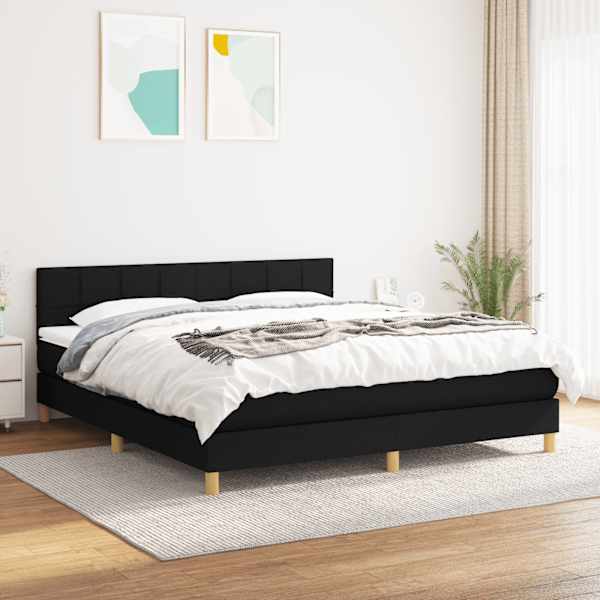 Kontinentaalvoodi koos madratsiga, must, 160 × 200 cm, kangas — mudel 3140627