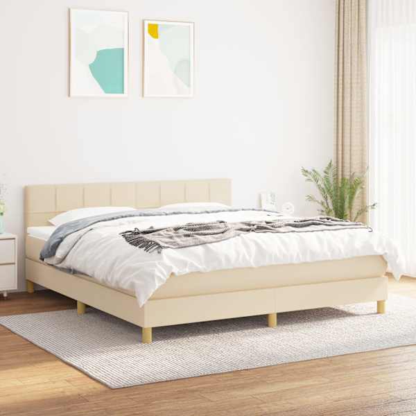 Kontinentaalvoodi koos madratsiga, kreemjasvalge, 160 × 200 cm, kangas — mudel 3140630
