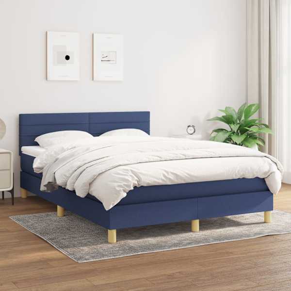 Kontinentaalvoodi koos madratsiga, sinine, 140 × 200 cm, kangas — mudel 3140703