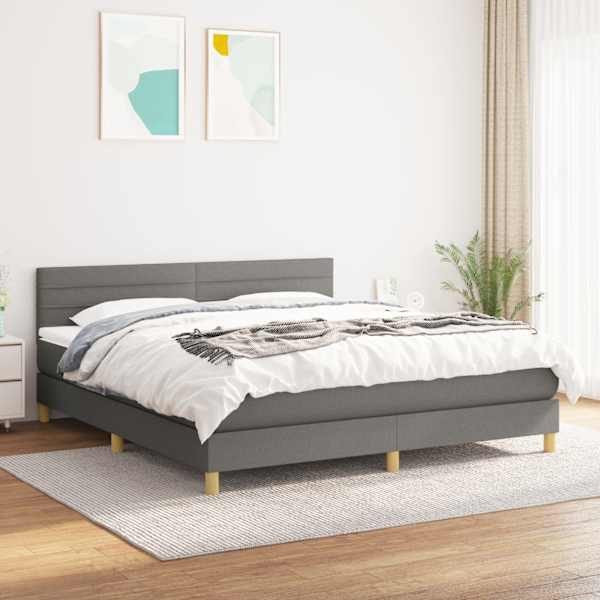Kontinentaalvoodi koos madratsiga, tumehall, 180 × 200 cm, kangas — mudel 3140714