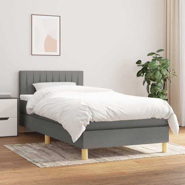 Kontinentaalvoodi koos madratsiga, tumehall, 100 × 200 cm, kangas — mudel 3140754
