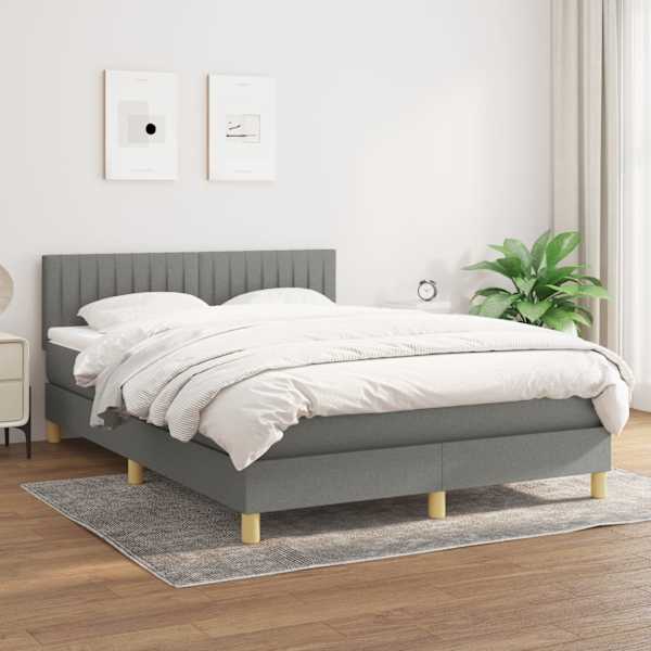 Kontinentaalvoodi koos madratsiga, tumehall, 140 × 190 cm, kangas — mudel 3140770