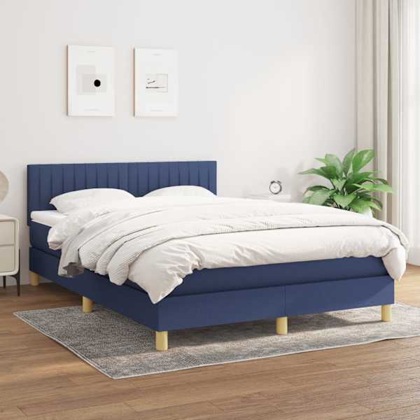 Kontinentaalvoodi koos madratsiga, sinine, 140 × 190 cm, kangas — mudel 3140775