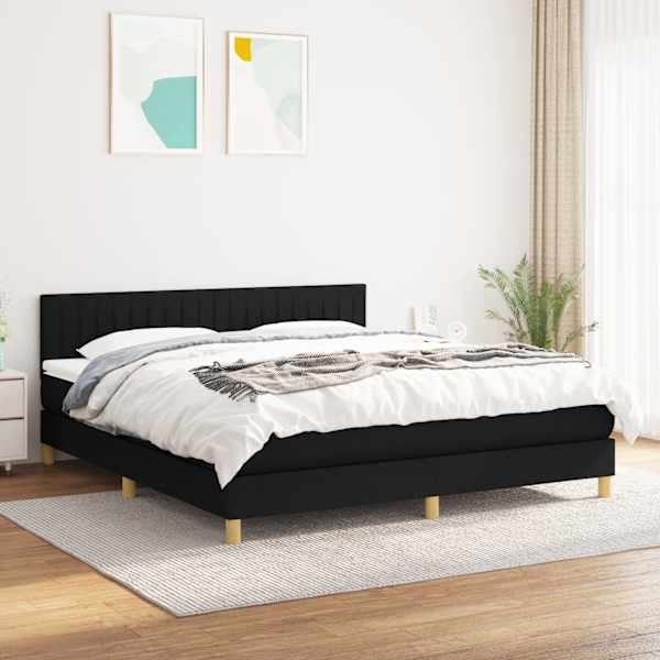 Kontinentaalvoodi koos madratsiga, must, 160 × 200 cm, kangas — mudel 3140787