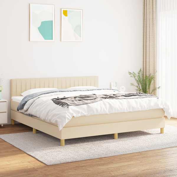 Kontinentaalvoodi koos madratsiga, kreemjasvalge, 160 × 200 cm, kangas — mudel 3140790
