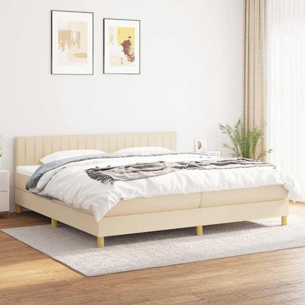 Kontinentaalvoodi koos 2 madratsiga, kreemjasvalge, 200 × 200 cm, kangas — mudel 3140806