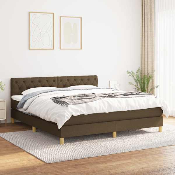 Kontinentaalvoodi koos madratsiga, tumepruun, 160 × 200 cm, kangas — mudel 3140868