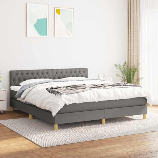 Kontinentaalvoodi koos madratsiga, tumehall, 180 × 200 cm, kangas — mudel 3140874