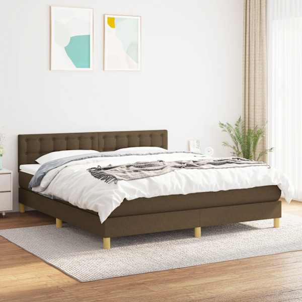 Kontinentaalvoodi koos madratsiga, tumepruun, 160 × 200 cm, kangas — mudel 3140948