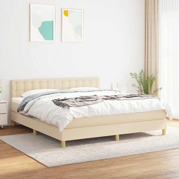 Kontinentaalvoodi koos madratsiga, kreemjasvalge, 160 × 200 cm, kangas — mudel 3140950