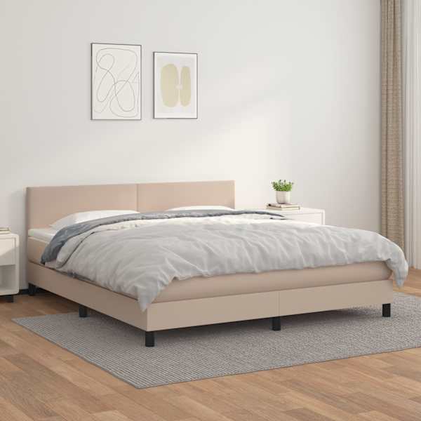 Kontinentaalvoodi koos madratsiga, cappuccino, 180 × 200 cm, kunstnahk — mudel 3141022