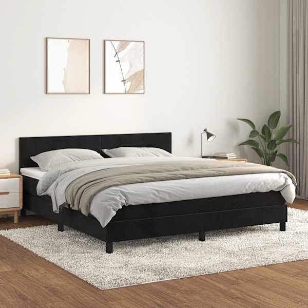 Kontinentaalvoodi koos madratsiga, must, 160 × 200 cm, samet — mudel 3141193