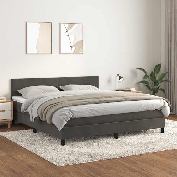 Kontinentaalvoodi koos madratsiga, tumehall, 180 × 200 cm, samet — mudel 3141198