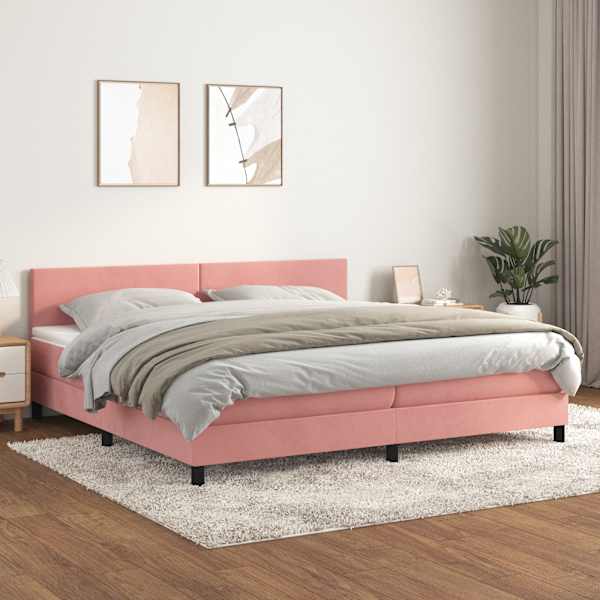 Kontinentaalvoodi koos 2 madratsiga, roosa, 200 × 200 cm, samet — mudel 3141208