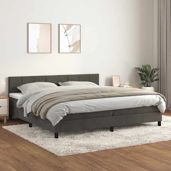 Kontinentaalvoodi koos 2 madratsiga, tumehall, 200 × 200 cm, samet — mudel 3141324