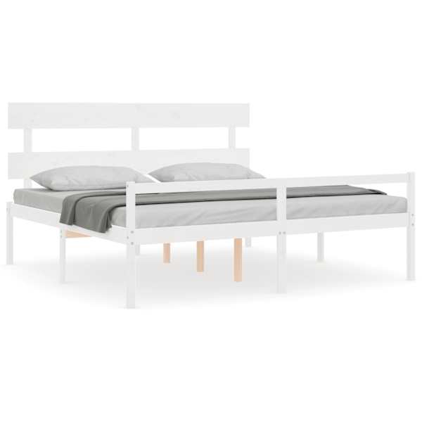 Voodiraam peatsiga, valge, 200 × 200 cm — mudel 3195372