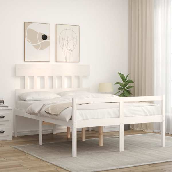 Voodiraam peatsiga, valge, 120 × 190 cm — mudel 3195387