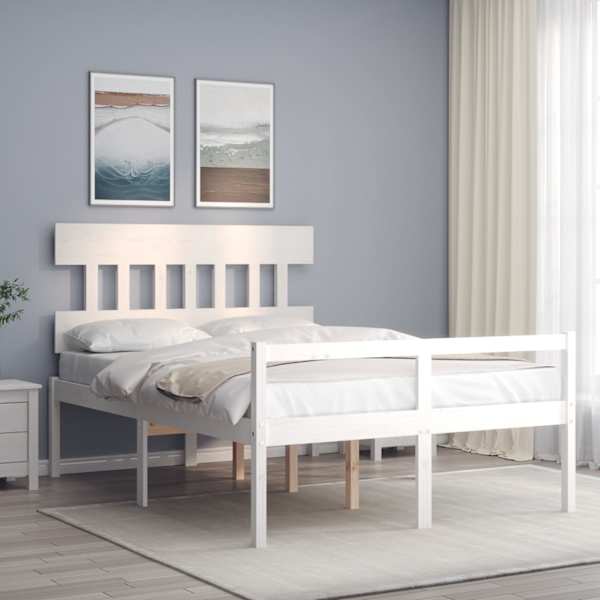 Voodiraam peatsiga, valge, 120 × 190 cm — mudel 3195387
