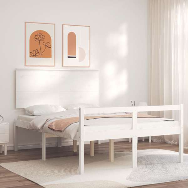 Voodiraam peatsiga, valge, 120 × 200 cm — mudel 3195477