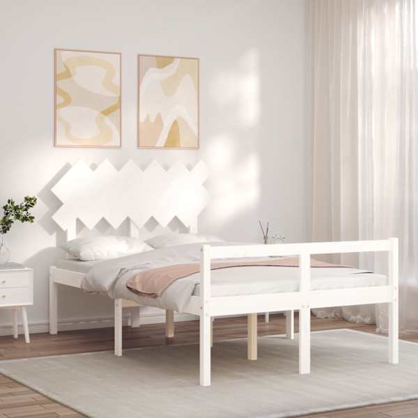 Voodiraam peatsiga, valge, 120 × 190 cm — mudel 3195517