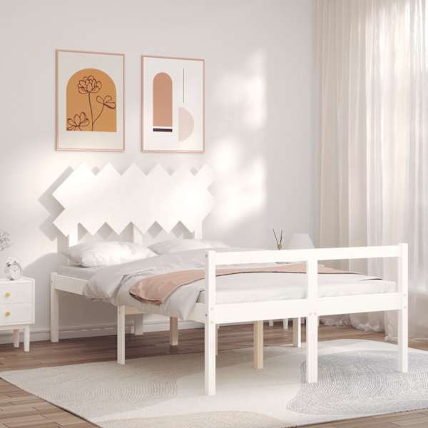 Voodiraam peatsiga, valge, 120 × 190 cm — mudel 3195517