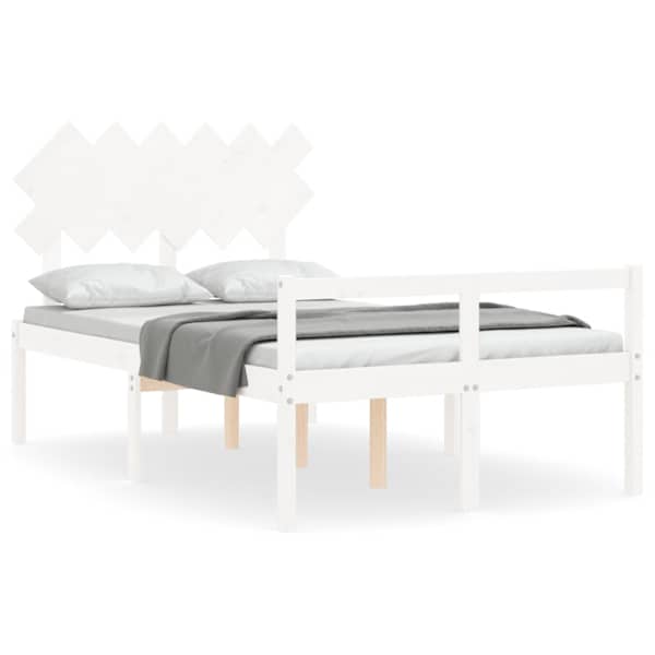 Voodiraam peatsiga, valge, 135 × 190 cm — mudel 3195522