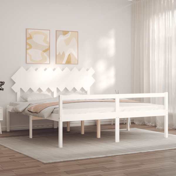 Voodiraam peatsiga, valge, 180 × 200 cm — mudel 3195562