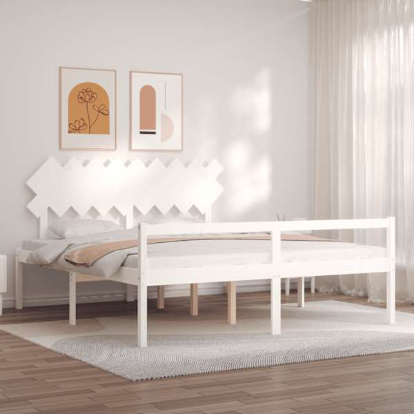 Voodiraam peatsiga, valge, 180 × 200 cm — mudel 3195562