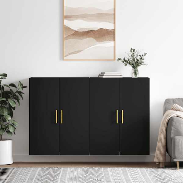 Seinakapid 2 tk, must, 69,5 × 34 × 90 cm