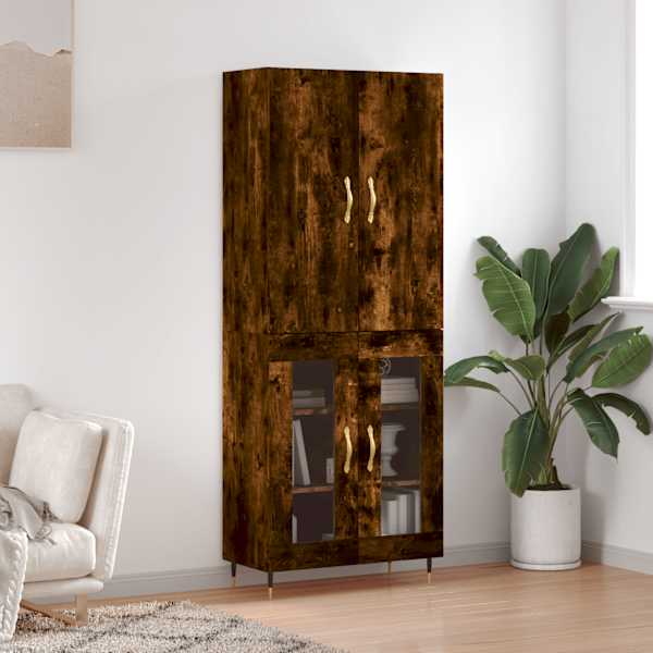 Kõrge kapp, suitsutatud tamm, 69,5 × 34 × 180 cm, tehispuit