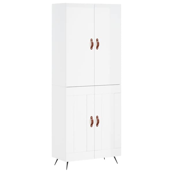 Kõrge kapp, kõrgläikega valge, 69,5 × 34 × 180 cm, tehispuit
