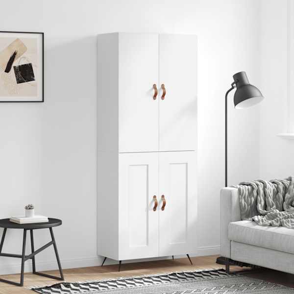 Kõrge kapp, kõrgläikega valge, 69,5 × 34 × 180 cm, tehispuit