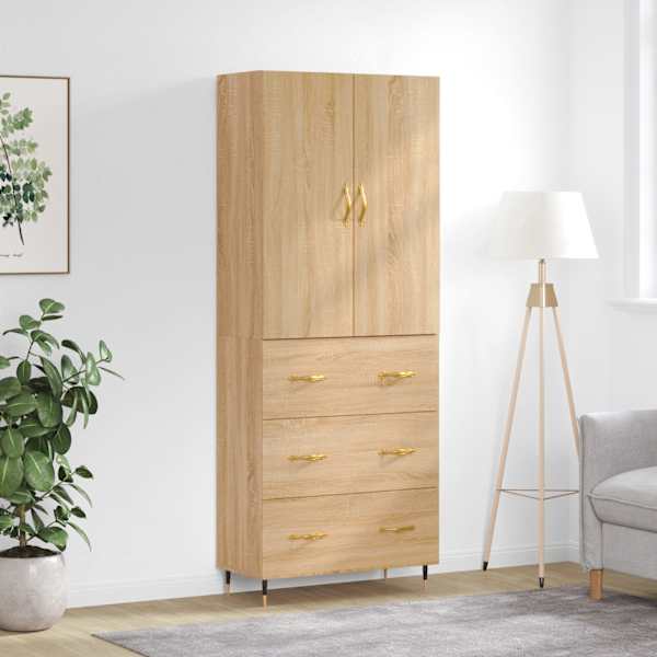 Kõrge kapp, Sonoma tamm, 69,5 × 34 × 180 cm, tehispuit