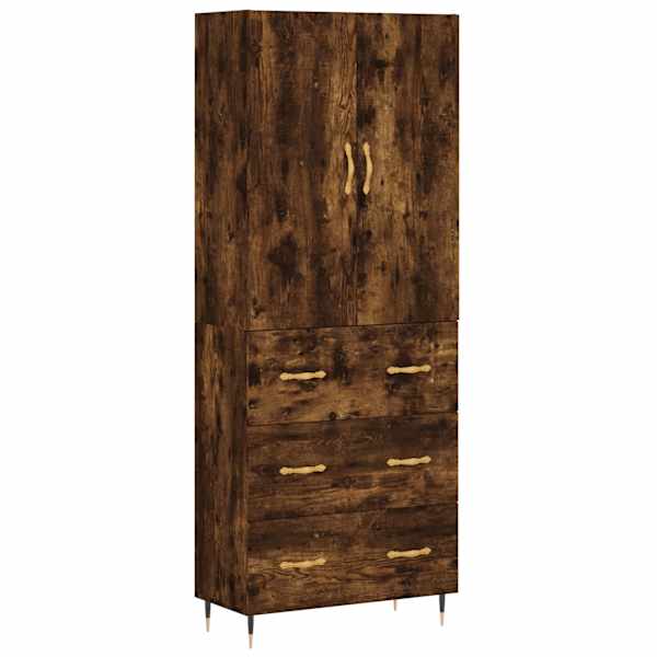Kõrge kapp, suitsutatud tamm, 69,5 × 34 × 180 cm, tehispuit