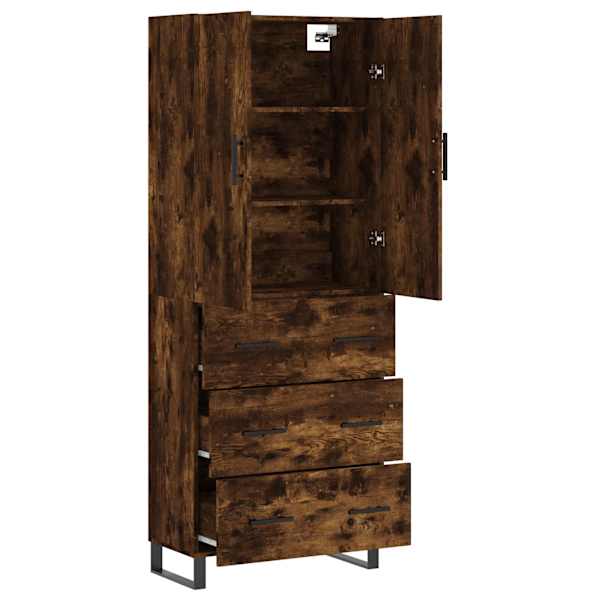 Kõrge kapp, suitsutatud tamm, 69,5 × 34 × 180 cm, tehispuit