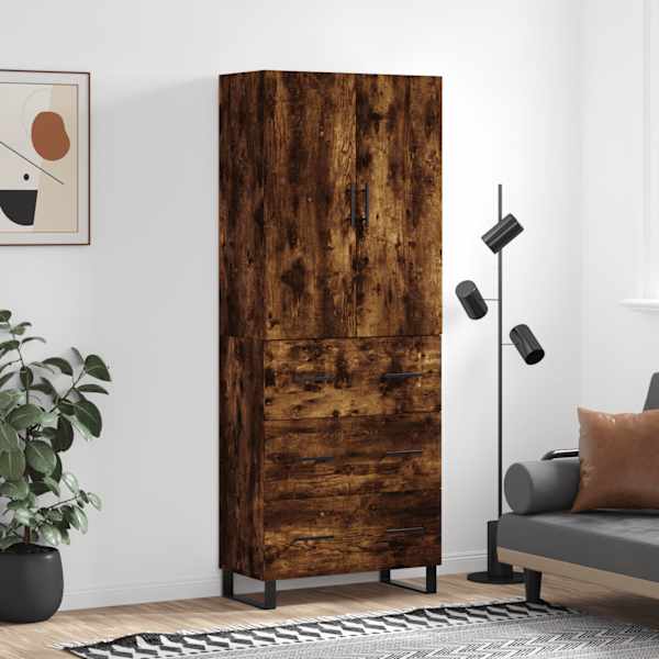 Kõrge kapp, suitsutatud tamm, 69,5 × 34 × 180 cm, tehispuit