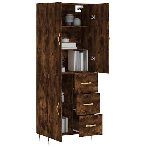 Kõrge kapp, suitsutatud tamm, 69,5 × 34 × 180 cm, tehispuit