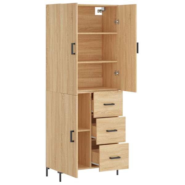 Kõrge kapp, Sonoma tamm, 69,5 × 34 × 180 cm, tehispuit