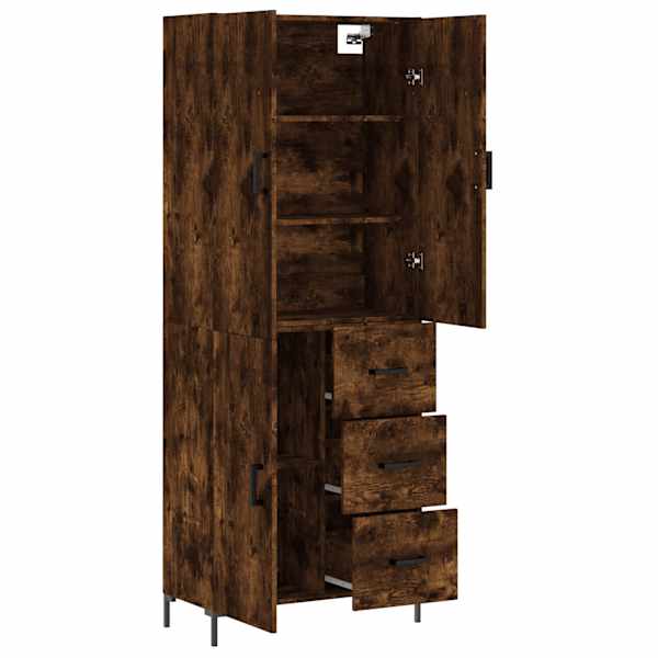 Kõrge kapp, suitsutatud tamm, 69,5 × 34 × 180 cm, tehispuit