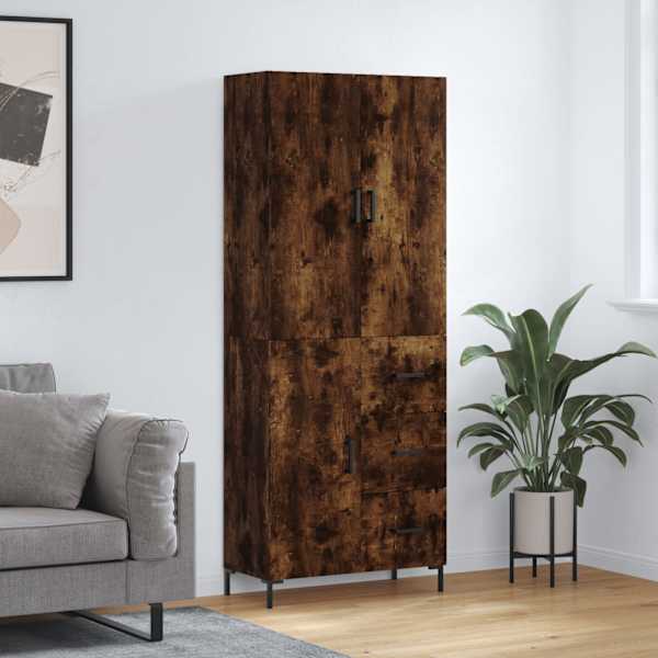 Kõrge kapp, suitsutatud tamm, 69,5 × 34 × 180 cm, tehispuit