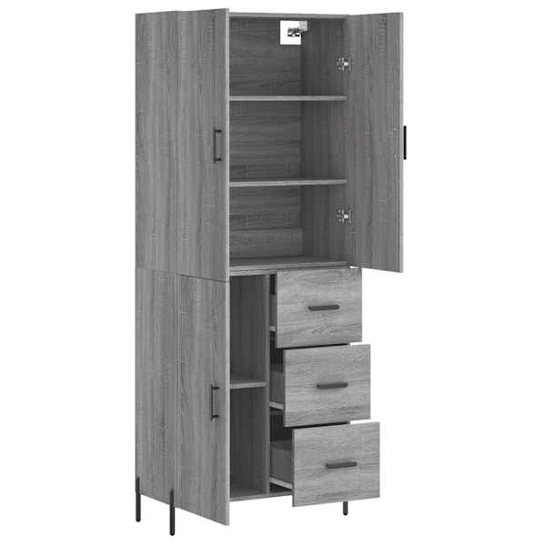 Kõrge kapp, hall Sonoma tamm, 69,5 × 34 × 180 cm, tehispuit