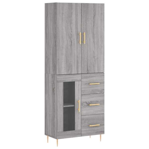 Kõrge kapp, hall Sonoma tamm, 69,5 × 34 × 180 cm, tehispuit