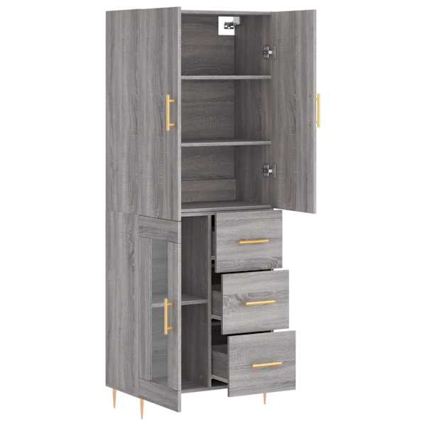 Kõrge kapp, hall Sonoma tamm, 69,5 × 34 × 180 cm, tehispuit