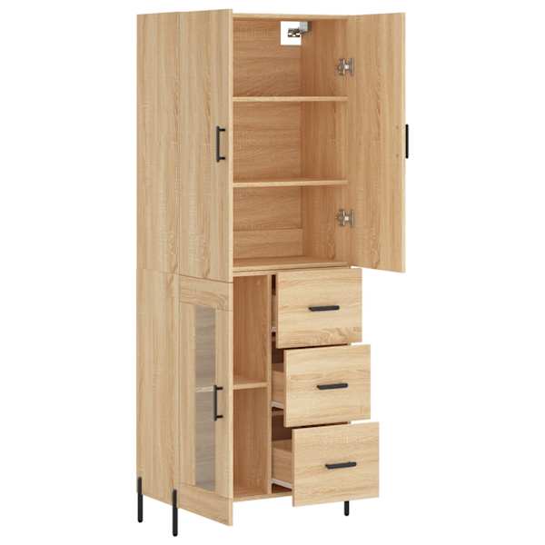 Kõrge kapp, Sonoma tamm, 69,5 × 34 × 180 cm, tehispuit