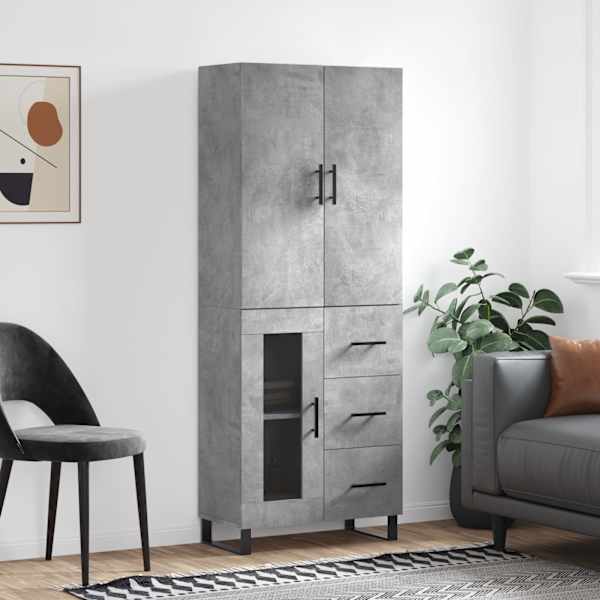 Kõrge kapp, betoonhall, 69,5 × 34 × 180 cm,tehispuit
