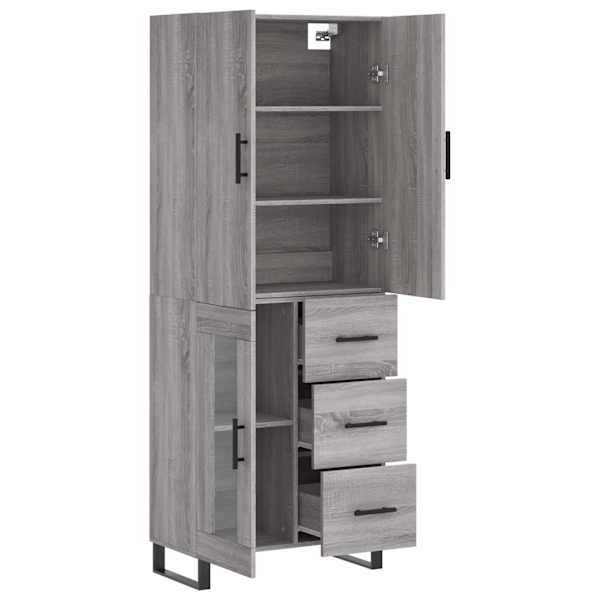 Kõrge kapp, hall Sonoma tamm, 69,5 × 34 × 180 cm, tehispuit