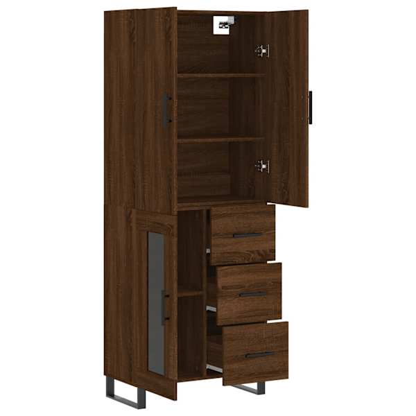 Kõrge kapp, pruun tamm, 69,5 × 34 × 180 cm, tehispuit
